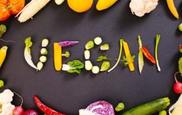slovo vegan vyskladané zo zeleniny
